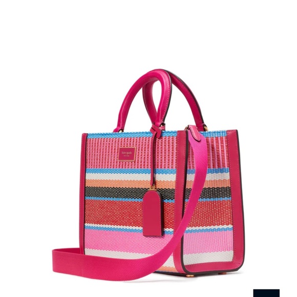 Kate Spade New York Manhattan Striped Woven Straw Small Tote KH027 Summer fun! - Picture 1 of 16